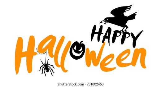 Happy Halloween vector. Lettering, web for banner, poster, greeting card, party invitation