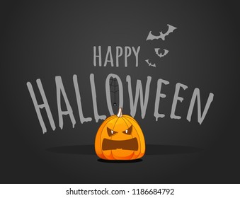 Feliz logo vectorial de Halloween con calabaza