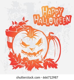 Happy Halloween vector on grunge background.