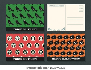 Happy halloween vector  postcard template collection ,Happy halloween vector background set .