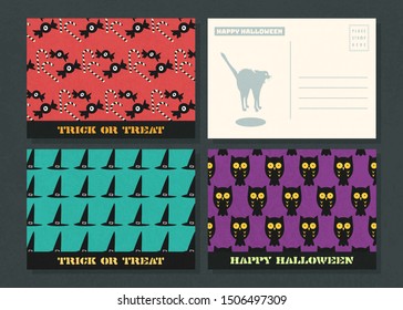 Happy halloween vector  postcard template collection ,Happy halloween vector background set .