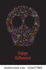 Happy Halloween vector postcard template. Autumn holiday greeting card layout. Spooky party