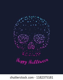 Happy halloween vector poster, card with skull