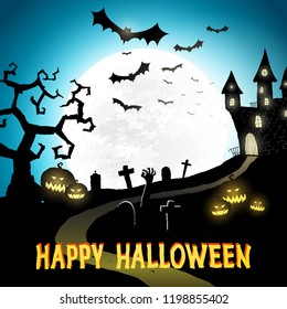 Happy halloween vector poster, halloween party festive banner, background