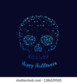Happy halloween vector poster with skull