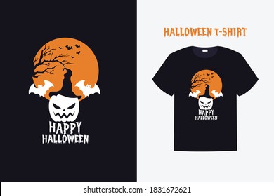 Happy Halloween vector print ready T shirt design template for man, women, and children.