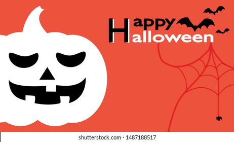 Happy Halloween vector with pumpkin bats and spider for banner, poster, party invitation. Isolated illustration.