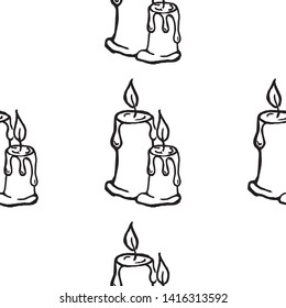 Happy Halloween vector seamless pattern with candles. Seamless vector background for textile design, wallpaper, surface textures, t-shirts, school supplies. Hand draw texture pattern.