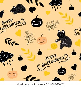 happy halloween vector seamless pattern. Concept for print, cards, wallpapers, web design