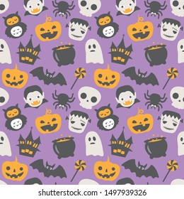 Happy halloween vector seamless pattern.