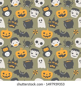 Happy halloween vector seamless pattern.