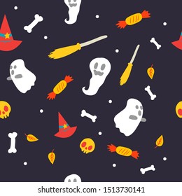 Happy halloween vector seamless pattern.