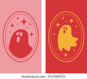 Feliz conjunto de vetor de Halloween, Fantasmas. Conceito de Halloween. Ilustração vetorial. Fundo da moda. Fantasmas assustadores definidos	