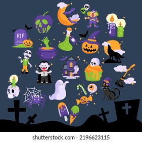Happy Halloween vector set,illustration set