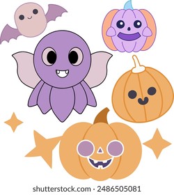 Feliz Vector de Halloween, colección de silueta, conjunto de Elementos de Halloween, fiesta, ilustración, arte, niños, calabaza, miedo y abucheo