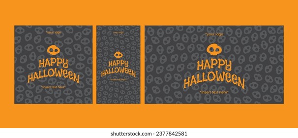 Happy Halloween Vector Social Media Template Set
