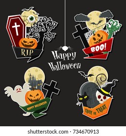 Happy Halloween Vector Stickers 