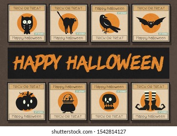 Happy halloween vector template collection,Halloween square banner template set.