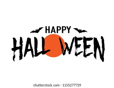 Happy Halloween vector text banner. Silhouette holiday sign background isolated on white