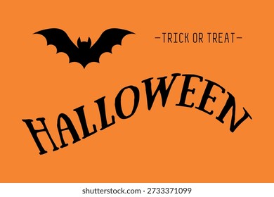 Happy Halloween. Vector text design. Dark background with bats. Trick or treat. Halloween festival illustration for decorations, prints, and banners.