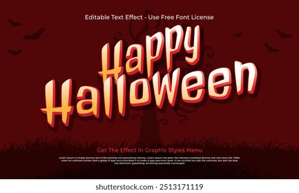 happy halloween vector text effect illustration