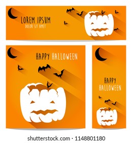 happy halloween vector, halloween theme set with pumpkin, bat for header, web, background, banner and portrait banner etc