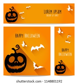 happy halloween vector, halloween theme set with pumpkin, bat for header, web, background, banner and portrait banner etc