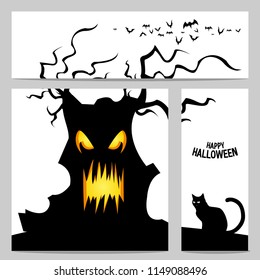 
happy halloween vector, halloween theme set for header, web, background, banner and portrait banner etc
