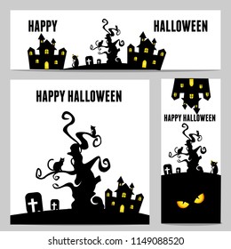 
happy halloween vector, halloween theme set for header, web, background, banner and portrait banner etc