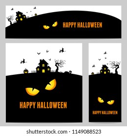 
happy halloween vector, halloween theme set for header, web, background, banner and portrait banner etc