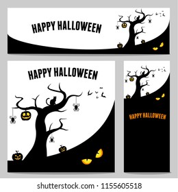 happy halloween vector, halloween theme set for header, web, background, banner and portrait banner etc