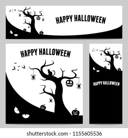 happy halloween vector, halloween theme set for header, web, background, banner and portrait banner etc