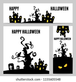 happy halloween vector, halloween theme set for header, web, background, banner and portrait banner etc