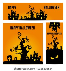 happy halloween vector, halloween theme set for header, web, background, banner and portrait banner etc