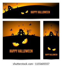 happy halloween vector, halloween theme set for header, web, background, banner and portrait banner etc