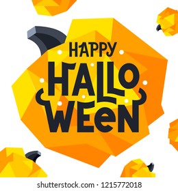 Happy Halloween vector typography illustration for greeting card, invitation, banner, poster, pack, sticker. Autumn design elements, handwritten lettering. EPS 10.