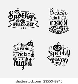 Happy Halloween vector typography set. Set of Halloween celebration collection with retro grunge effect. Halloween Concept for shirt or logo, print, stamp poster, greeting card, party invitation..