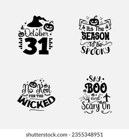 Happy Halloween vector typography set. Set of Halloween celebration collection with retro grunge effect. Halloween Concept for shirt or logo, print, stamp poster, greeting card, party invitation..