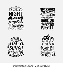 Happy Halloween vector typography set. Set of Halloween celebration collection with retro grunge effect. Halloween Concept for shirt or logo, print, stamp poster, greeting card, party invitation..
