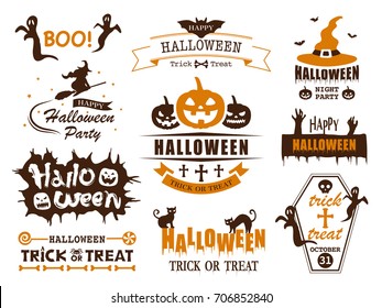 Happy halloween vector vintage label set