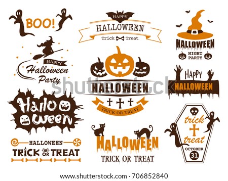 Happy halloween vector vintage label set