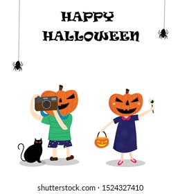 Happy Halloween vector. White background.