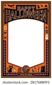 Happy Halloween vertical frame graphic illustration have blank space.