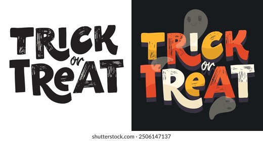 Feliz Halloween. Linda cita de letras de doodle dibujadas a mano. Letras para el diseño de la camiseta, impresión de la taza, impresión del bolso, moda de la ropa. Imagen de Vector 100% dibujado a mano.