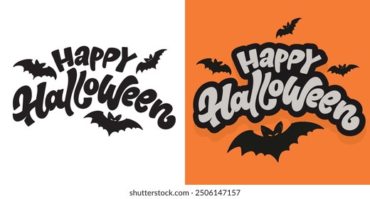 Feliz Halloween. Linda cita de letras de doodle dibujadas a mano. Letras para el diseño de la camiseta, impresión de la taza, impresión del bolso, moda de la ropa. Imagen de Vector 100% dibujado a mano.