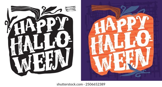 Feliz Halloween. Linda cita de letras de doodle dibujadas a mano. Letras para el diseño de la camiseta, impresión de la taza, impresión del bolso, moda de la ropa. Imagen de Vector 100% dibujado a mano.