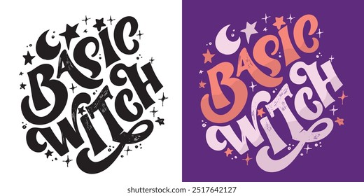 Happy Halloween vibe. Cute hand drawn doodle lettering quote. Lettering for t-shirt design, mug print, bag print, clothes fashion. 100% hand drawn vector image.