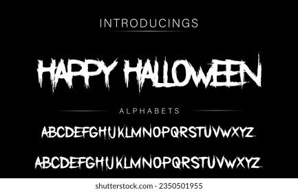 Happy Halloween Vintage Brush Script Modern Alphabet. Retro Typeface. Textured unique brush in alphabet style. Letters.Vector Alphabet. Exclusive Custom Letters.