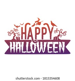 Happy Halloween, Vintage Witch Hat Design. Frame ornament vector style. Decoration Design Silhouette illustration.