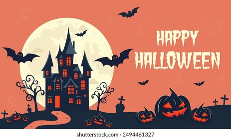 Happy Halloween wallpaper. flat vector illustration